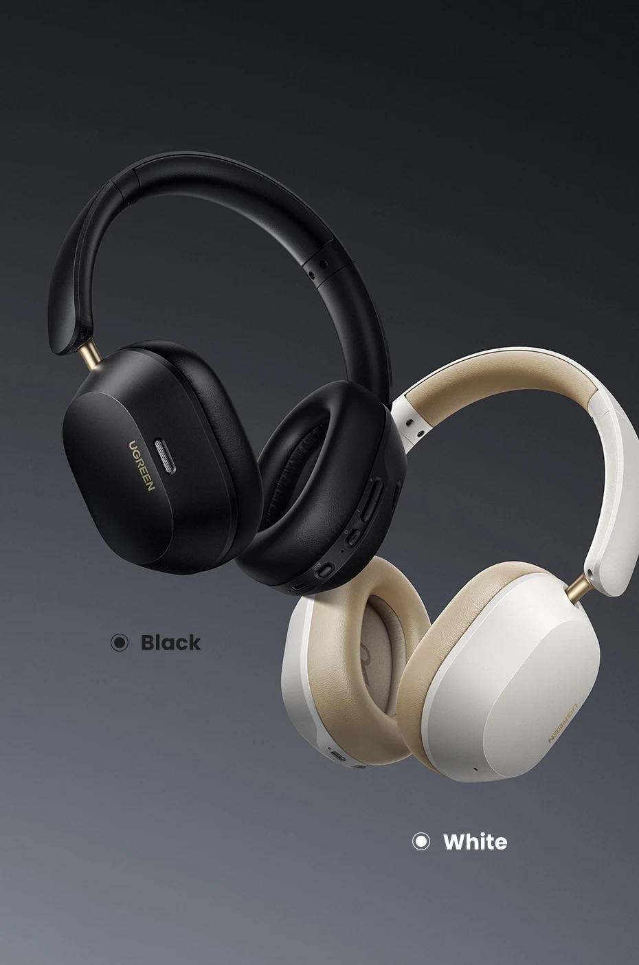UGREEN-auriculares inalámbricos Max5c con Bluetooth, dispositivo híbrido con cancelación activa de ruido, alta resolución, LDAC, 75H de Audio espacial, 43dB UGREEN-auriculares inalámbricos Max5c con Bluetooth, dispositivo híbrido con cancelación activa de ruido, alta resolución, LDAC, 75H de Audio espacial, 43dB