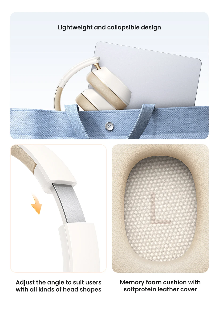 UGREEN-auriculares inalámbricos Max5c con Bluetooth, dispositivo híbrido con cancelación activa de ruido, alta resolución, LDAC, 75H de Audio espacial, 43dB UGREEN-auriculares inalámbricos Max5c con Bluetooth, dispositivo híbrido con cancelación activa de ruido, alta resolución, LDAC, 75H de Audio espacial, 43dB