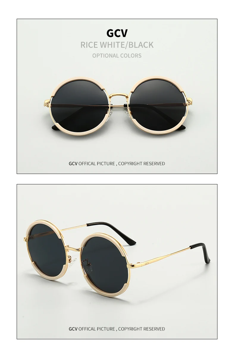 Lentes de sol para mujer. GCV-gafas de sol clásicas para hombre y mujer, lentes de sol con montura redonda, estilo Punk, polarizadas de Metal Lentes de sol para mujer. GCV-gafas de sol clásicas para hombre y mujer, lentes de sol con montura redonda, estilo Punk, polarizadas de Metal