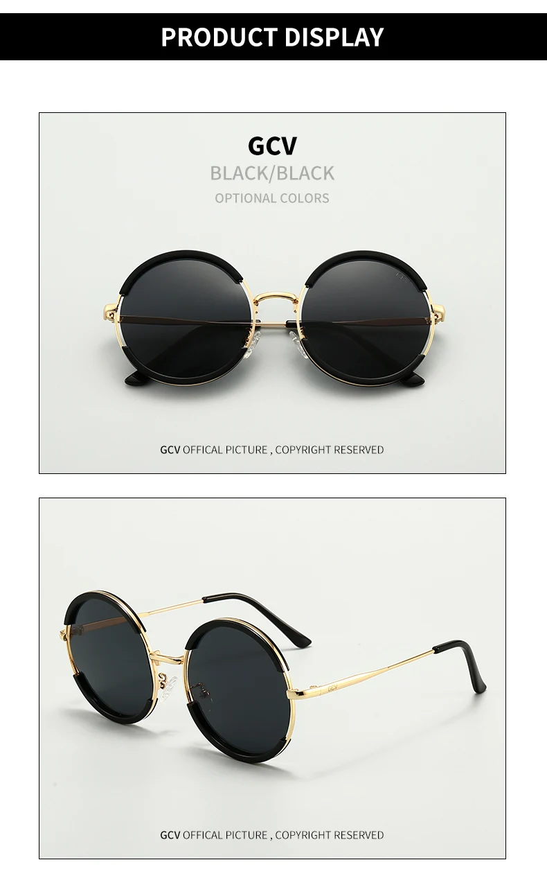 Lentes de sol para mujer. GCV-gafas de sol clásicas para hombre y mujer, lentes de sol con montura redonda, estilo Punk, polarizadas de Metal Lentes de sol para mujer. GCV-gafas de sol clásicas para hombre y mujer, lentes de sol con montura redonda, estilo Punk, polarizadas de Metal