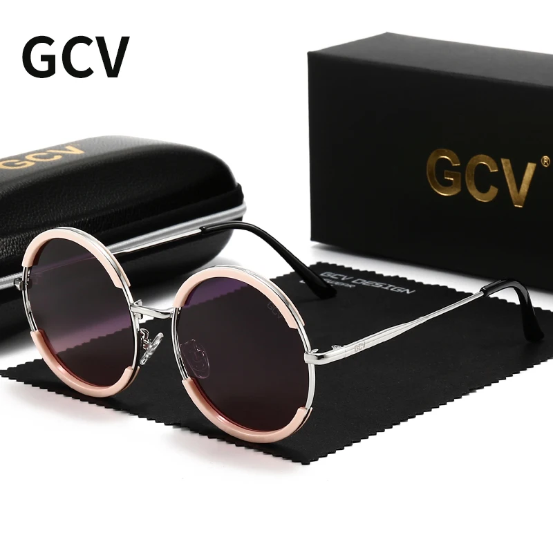 16336-o0btwx.jpg Lentes de sol para mujer. GCV-gafas de sol clásicas para hombre y mujer, lentes de sol con montura redonda, estilo Punk, polarizadas de Metal - Image 1