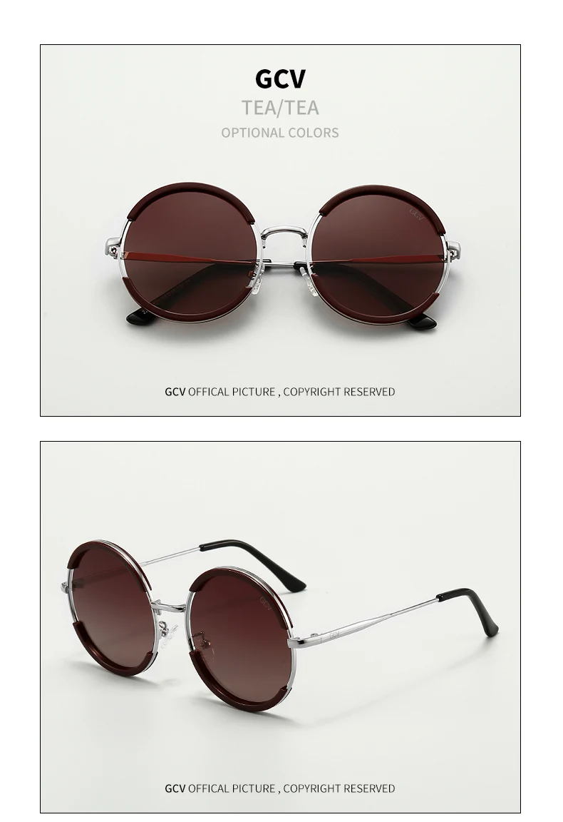 Lentes de sol para mujer. GCV-gafas de sol clásicas para hombre y mujer, lentes de sol con montura redonda, estilo Punk, polarizadas de Metal Lentes de sol para mujer. GCV-gafas de sol clásicas para hombre y mujer, lentes de sol con montura redonda, estilo Punk, polarizadas de Metal