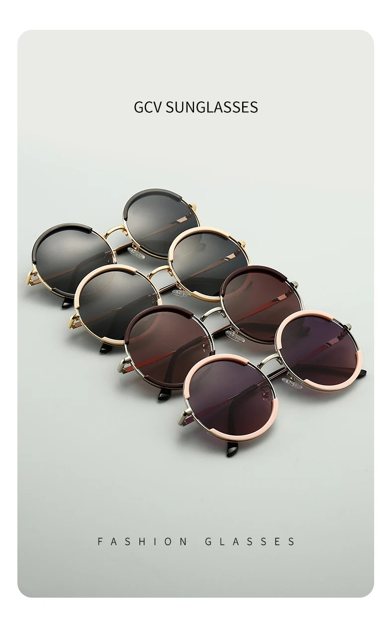 Lentes de sol para mujer. GCV-gafas de sol clásicas para hombre y mujer, lentes de sol con montura redonda, estilo Punk, polarizadas de Metal Lentes de sol para mujer. GCV-gafas de sol clásicas para hombre y mujer, lentes de sol con montura redonda, estilo Punk, polarizadas de Metal