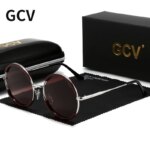 Lentes de sol para mujer. GCV-gafas de sol clásicas para hombre y mujer, lentes de sol con montura redonda, estilo Punk, polarizadas de Metal - Image 2
