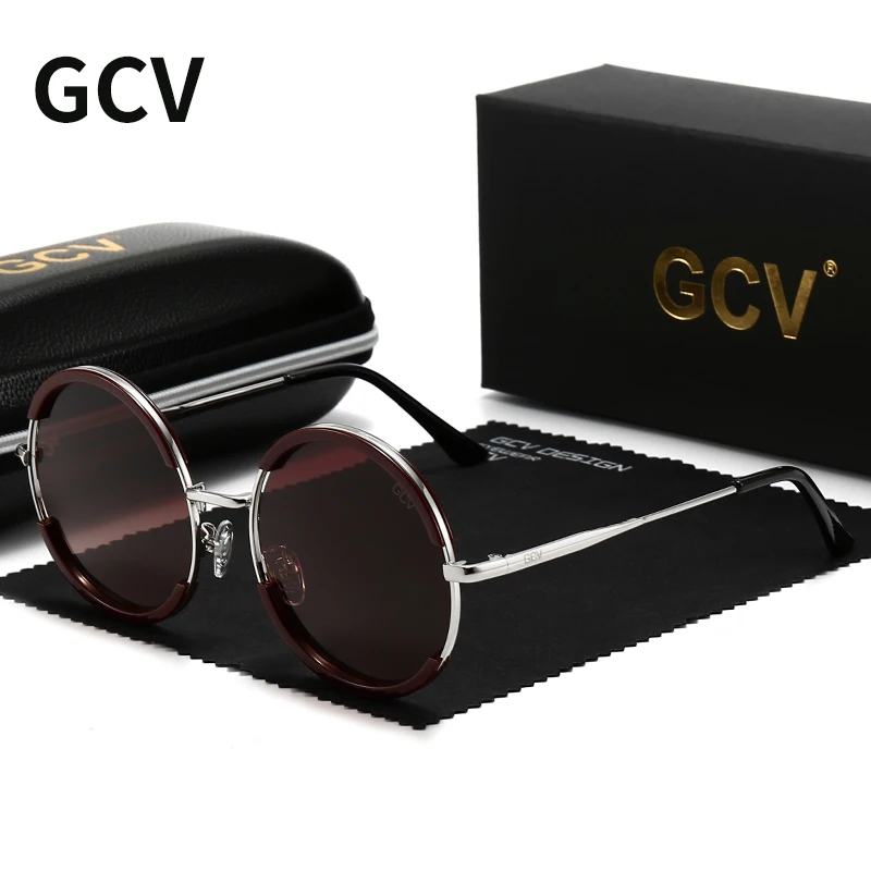 16336-sbn72h.jpg Lentes de sol para mujer. GCV-gafas de sol clásicas para hombre y mujer, lentes de sol con montura redonda, estilo Punk, polarizadas de Metal - Image 2
