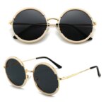 Lentes de sol para mujer. GCV-gafas de sol clásicas para hombre y mujer, lentes de sol con montura redonda, estilo Punk, polarizadas de Metal - Image 4