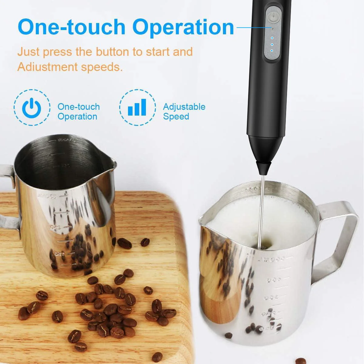 Mini Espumador de leche recargable por USB, máquina de espuma de 3 velocidades, batidor de café, batidor de huevos Mini Espumador de leche recargable por USB, máquina de espuma de 3 velocidades, batidor de café, batidor de huevos