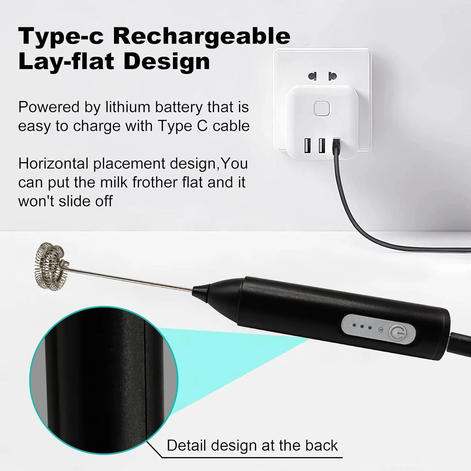 Mini Espumador de leche recargable por USB, máquina de espuma de 3 velocidades, batidor de café, batidor de huevos Mini Espumador de leche recargable por USB, máquina de espuma de 3 velocidades, batidor de café, batidor de huevos