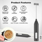 Mini Espumador de leche recargable por USB, máquina de espuma de 3 velocidades, batidor de café, batidor de huevos - Image 2