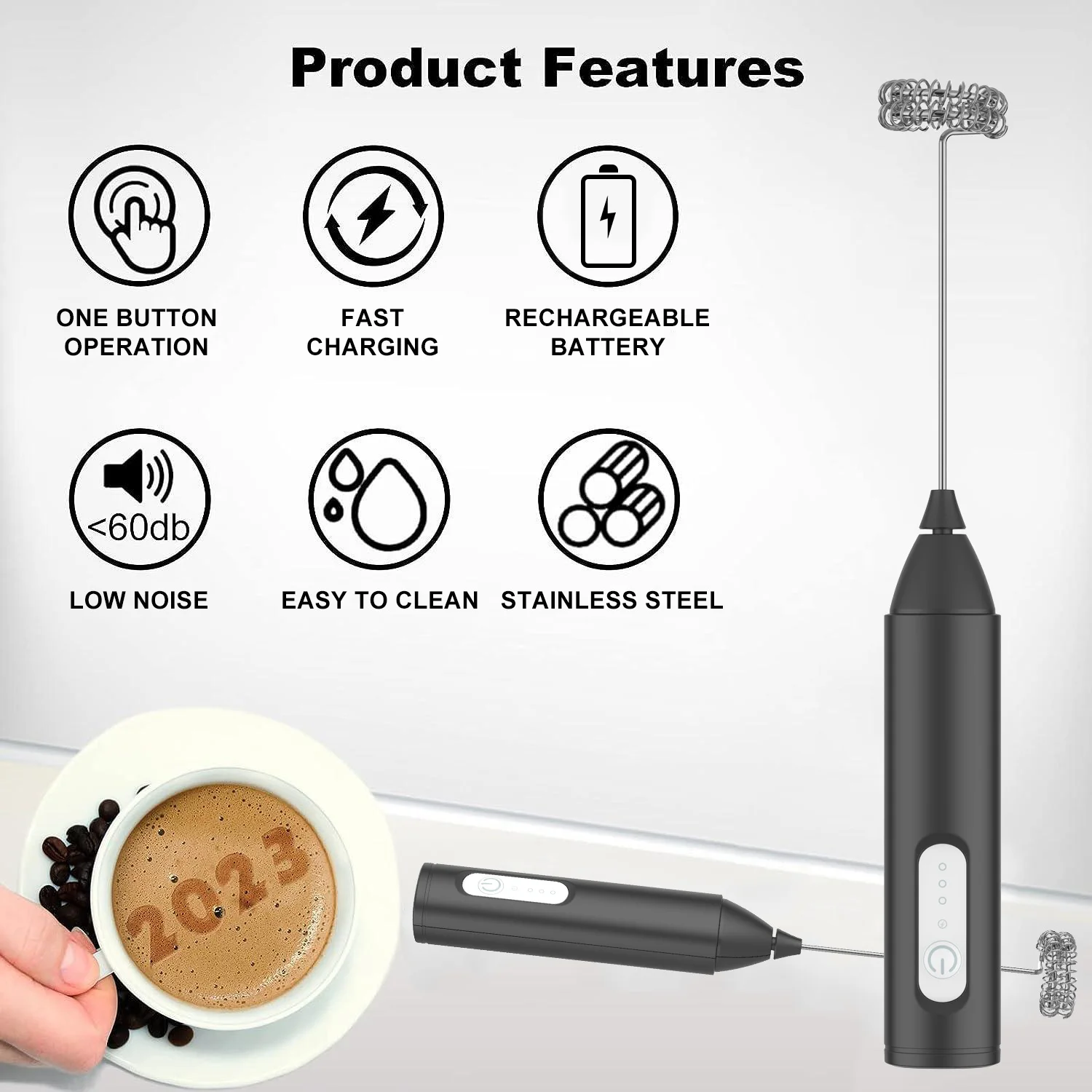 16466-mfsrb4.jpg Mini Espumador de leche recargable por USB, máquina de espuma de 3 velocidades, batidor de café, batidor de huevos - Image 2