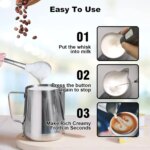 Mini Espumador de leche recargable por USB, máquina de espuma de 3 velocidades, batidor de café, batidor de huevos - Image 4