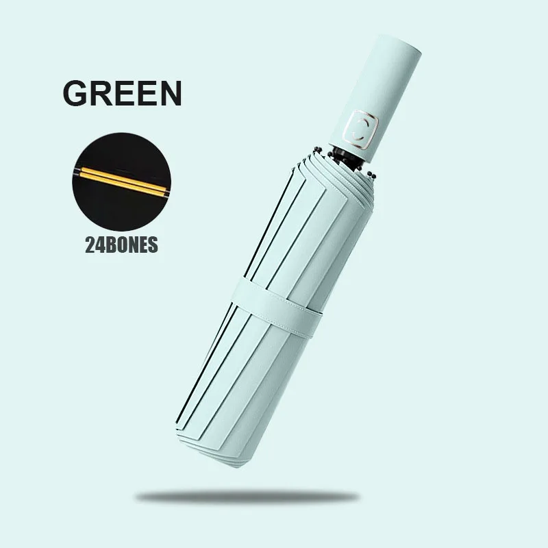 Paraguas automático grande de 24 varillas, Color sólido, ligero, plegable, gran formato, sombrilla para exteriores, protección UV Paraguas automático grande de 24 varillas, Color sólido, ligero, plegable, gran formato, sombrilla para exteriores, protección UV