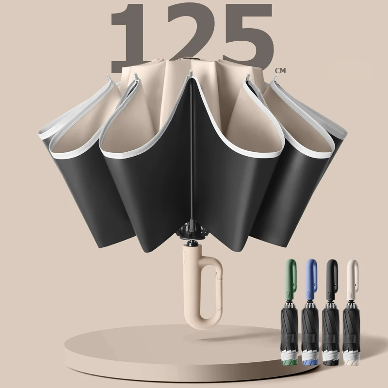 Paraguas automático grande de 24 varillas, Color sólido, ligero, plegable, gran formato, sombrilla para exteriores, protección UV Paraguas automático grande de 24 varillas, Color sólido, ligero, plegable, gran formato, sombrilla para exteriores, protección UV