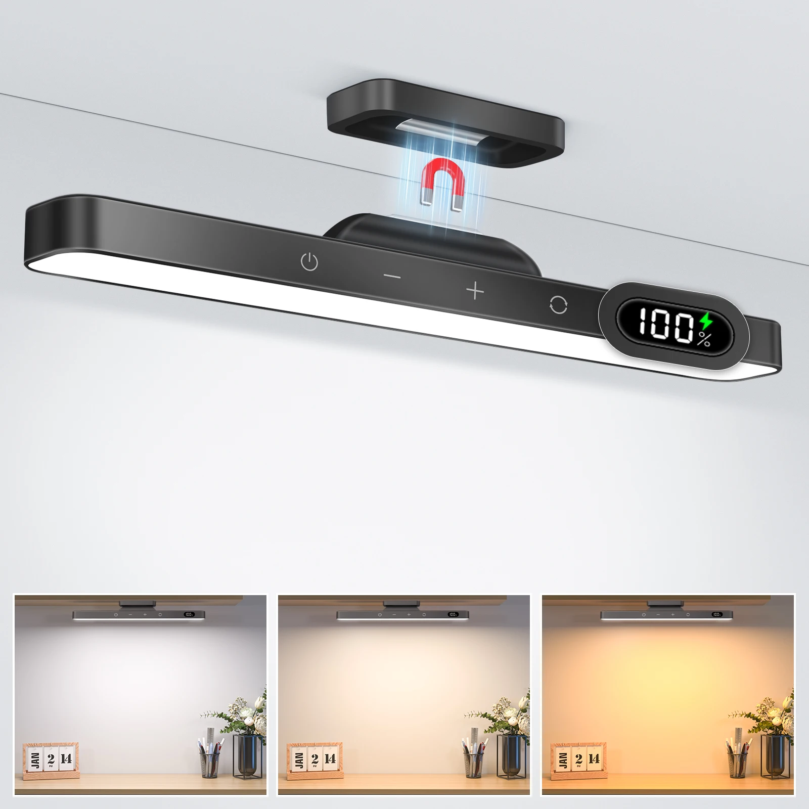 17188-bs0hfj.jpg Luz nocturna regulable de 5W, luz de maquillaje ajustable de 3 colores con 2500mAh recargable para armario, mesita de noche y escritorio - Image 1