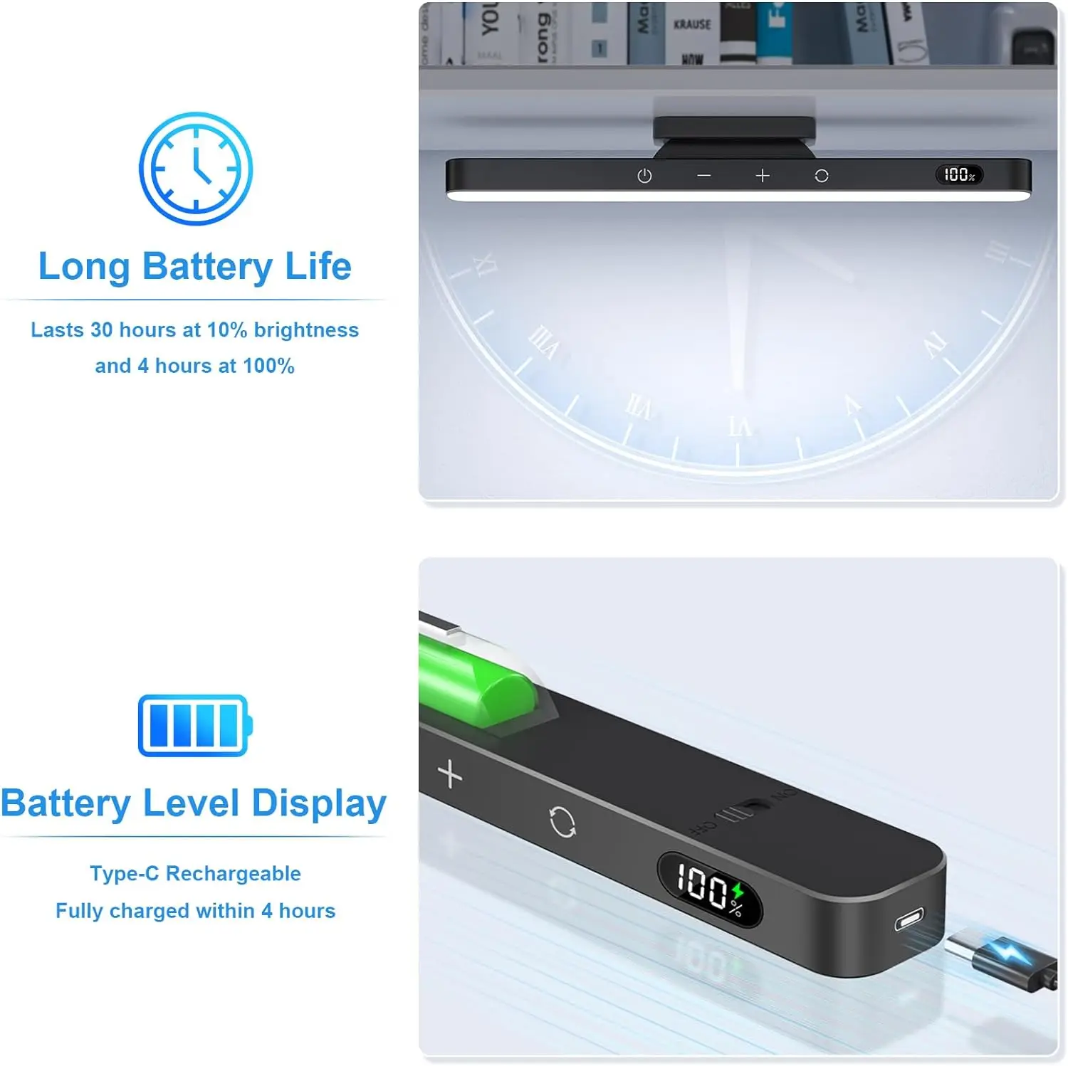 17188-c7ttlq.jpg Luz nocturna regulable de 5W, luz de maquillaje ajustable de 3 colores con 2500mAh recargable para armario, mesita de noche y escritorio - Image 4