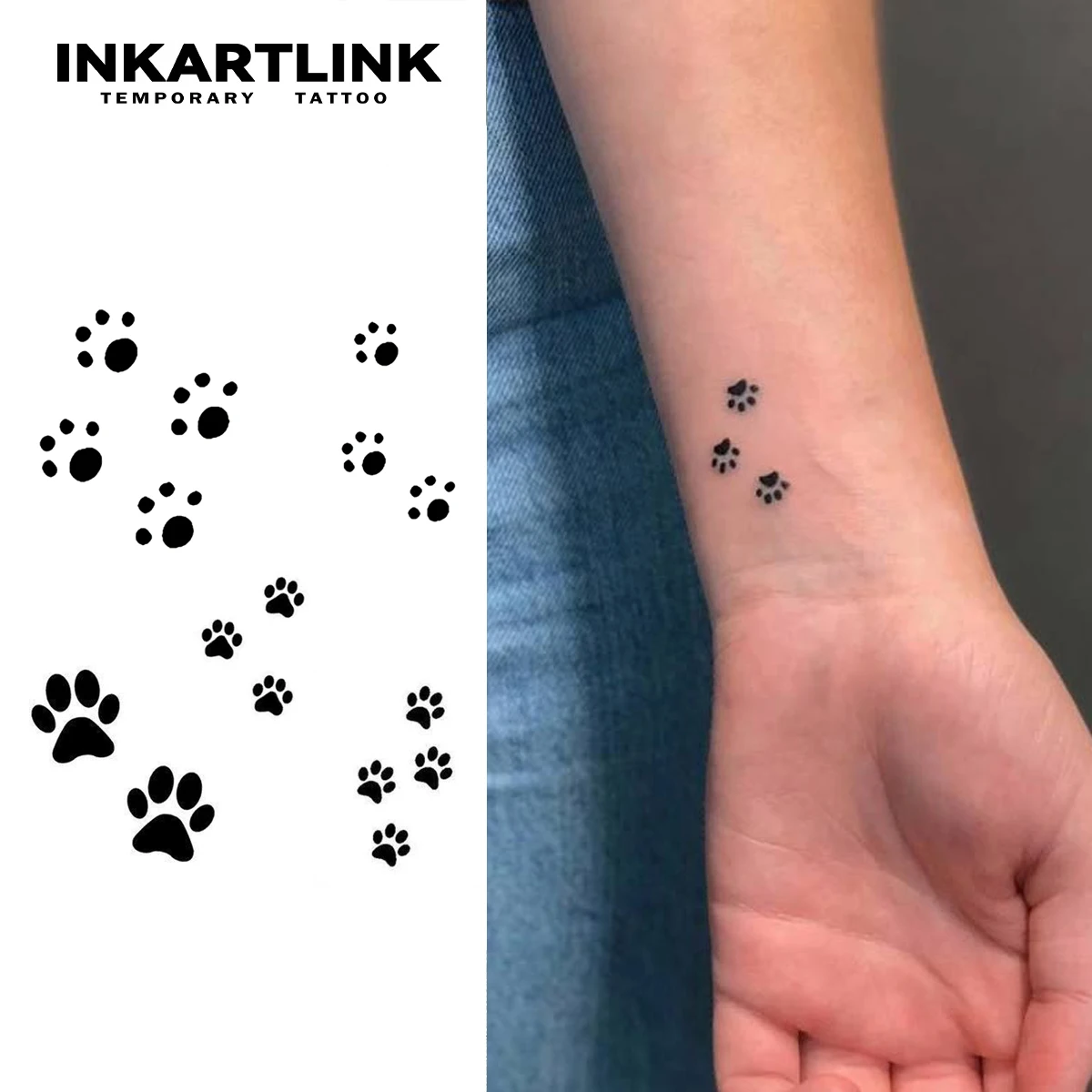 17382-jk3cia.jpg Tatuaje temporal con estampado de patas de gato y perro, dura hasta 15 días, nueva tecnología, pegatina semipermanente mágica impermeable - Image 1
