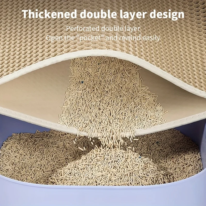 Estera de arena para gatos de gran tamaño, diseño avanzado de doble capa en forma de panal, resistente al agua para orina, fácil limpieza, Control de dispersión, se puede limpiar Estera de arena para gatos de gran tamaño, diseño avanzado de doble capa en forma de panal, resistente al agua para orina, fácil limpieza, Control de dispersión, se puede limpiar