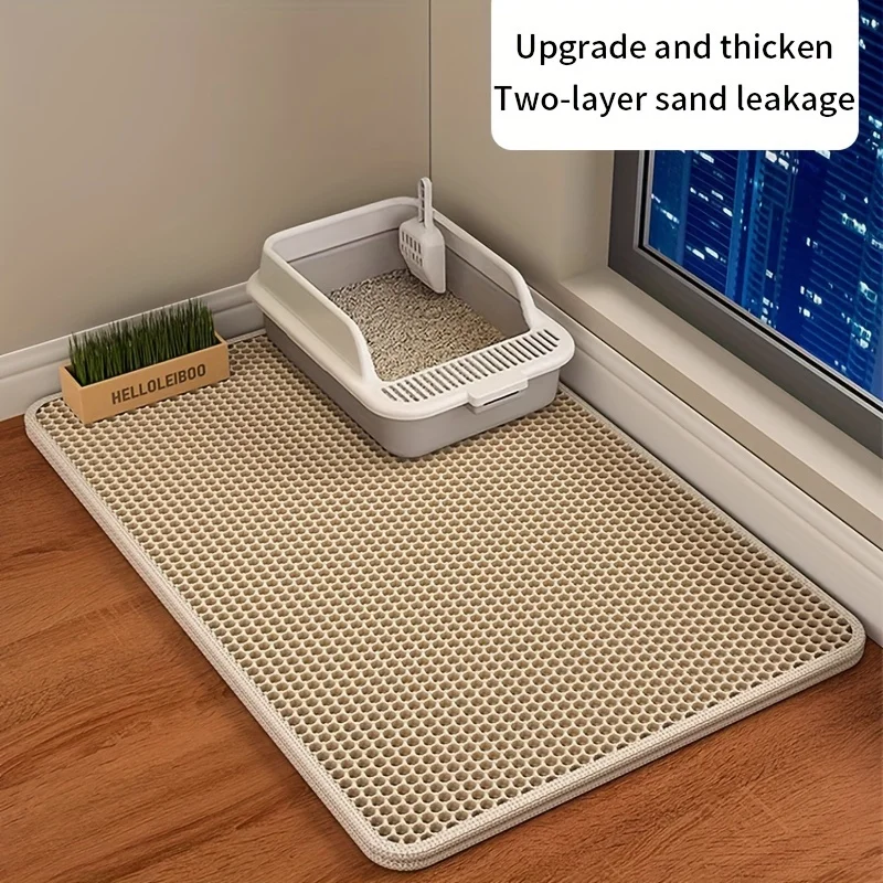 Estera de arena para gatos de gran tamaño, diseño avanzado de doble capa en forma de panal, resistente al agua para orina, fácil limpieza, Control de dispersión, se puede limpiar Estera de arena para gatos de gran tamaño, diseño avanzado de doble capa en forma de panal, resistente al agua para orina, fácil limpieza, Control de dispersión, se puede limpiar
