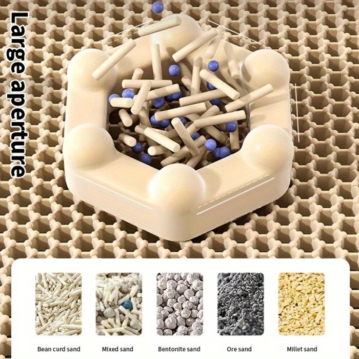 Estera de arena para gatos de gran tamaño, diseño avanzado de doble capa en forma de panal, resistente al agua para orina, fácil limpieza, Control de dispersión, se puede limpiar - Image 5