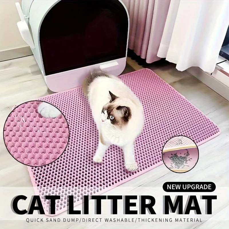 Estera de arena para gatos de gran tamaño, diseño avanzado de doble capa en forma de panal, resistente al agua para orina, fácil limpieza, Control de dispersión, se puede limpiar Estera de arena para gatos de gran tamaño, diseño avanzado de doble capa en forma de panal, resistente al agua para orina, fácil limpieza, Control de dispersión, se puede limpiar