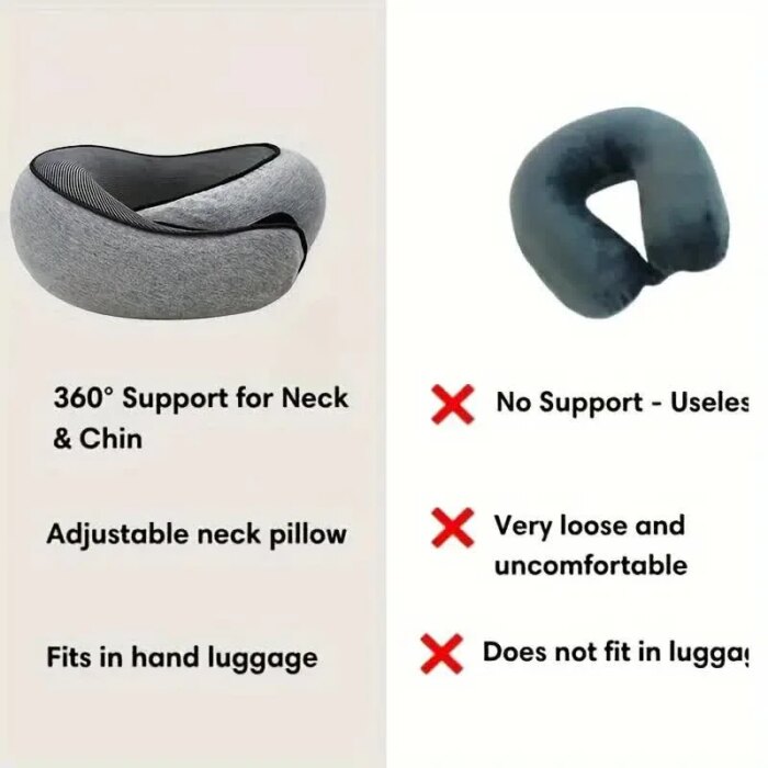 Almohada de viaje para el cuello, almohada en forma de U de espuma viscoelástica, soporte para el cuello de viaje estilo caracol, almohadas para dormir ajustables portátiles - Image 5