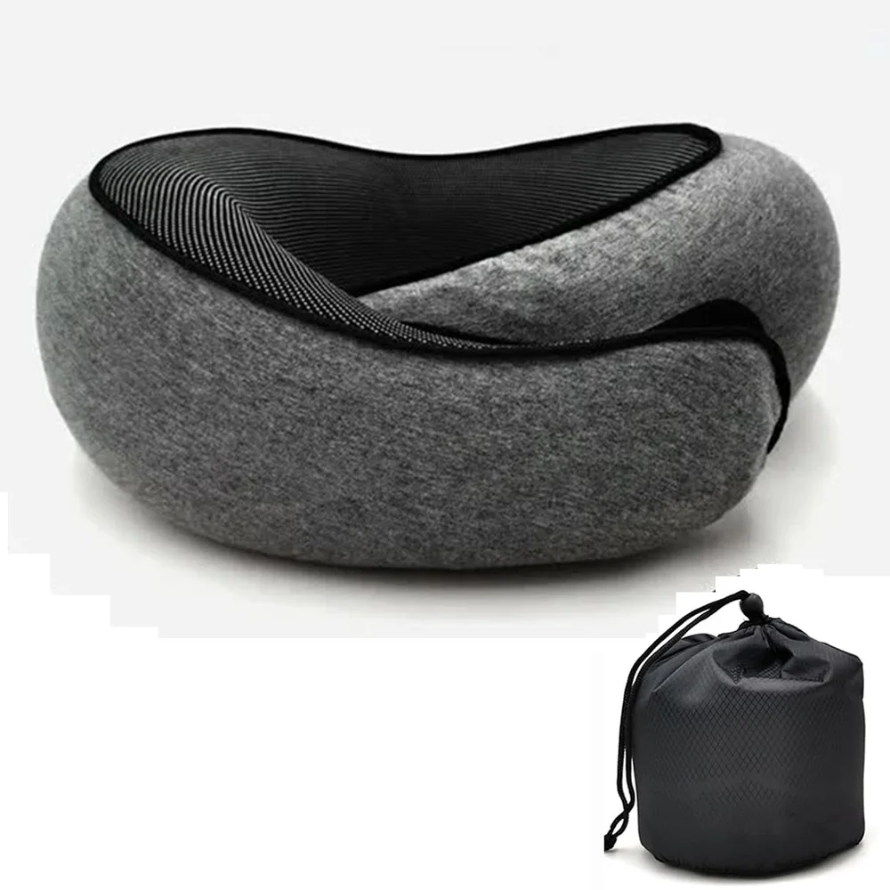 Almohada de viaje para el cuello, almohada en forma de U de espuma viscoelástica, soporte para el cuello de viaje estilo caracol, almohadas para dormir ajustables portátiles Almohada de viaje para el cuello, almohada en forma de U de espuma viscoelástica, soporte para el cuello de viaje estilo caracol, almohadas para dormir ajustables portátiles