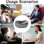 Almohada de viaje para el cuello, almohada en forma de U de espuma viscoelástica, soporte para el cuello de viaje estilo caracol, almohadas para dormir ajustables portátiles - Image 6