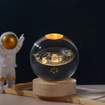 Luz nocturna LED USB, lámpara de bola de cristal de galaxia, lámpara de luna o planeta 3D, decoración del hogar - Image 3