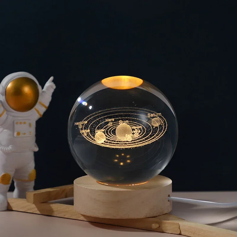 17576-45wvlc.jpg Luz nocturna LED USB, lámpara de bola de cristal de galaxia, lámpara de luna o planeta 3D, decoración del hogar - Image 3
