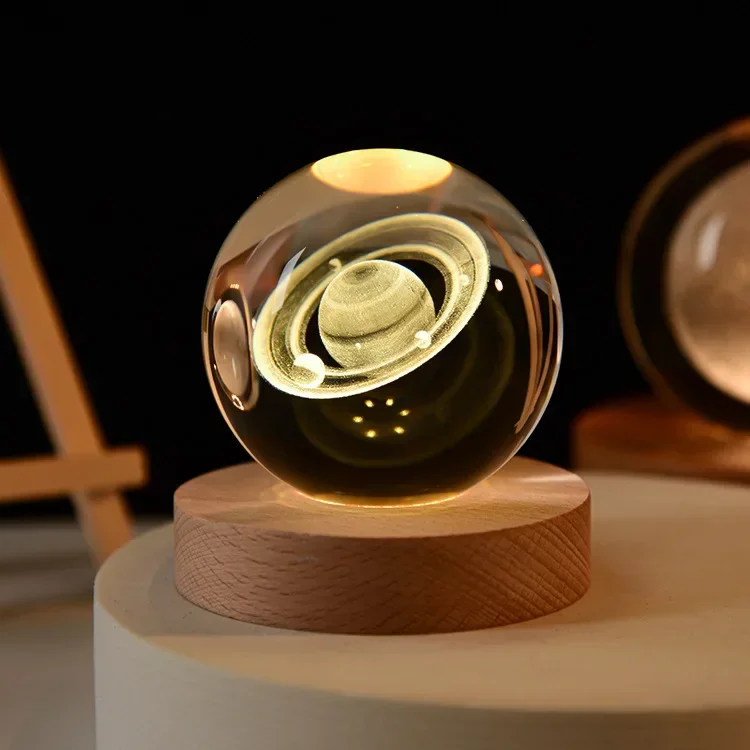 Luz nocturna LED USB, lámpara de bola de cristal de galaxia, lámpara de luna o planeta 3D, decoración del hogar Luz nocturna LED USB, lámpara de bola de cristal de galaxia, lámpara de luna o planeta 3D, decoración del hogar