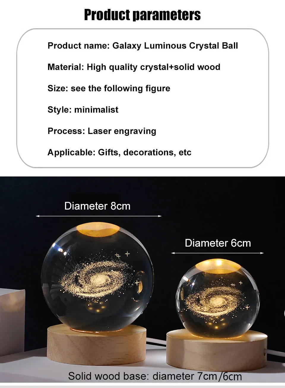 Luz nocturna LED USB, lámpara de bola de cristal de galaxia, lámpara de luna o planeta 3D, decoración del hogar Luz nocturna LED USB, lámpara de bola de cristal de galaxia, lámpara de luna o planeta 3D, decoración del hogar