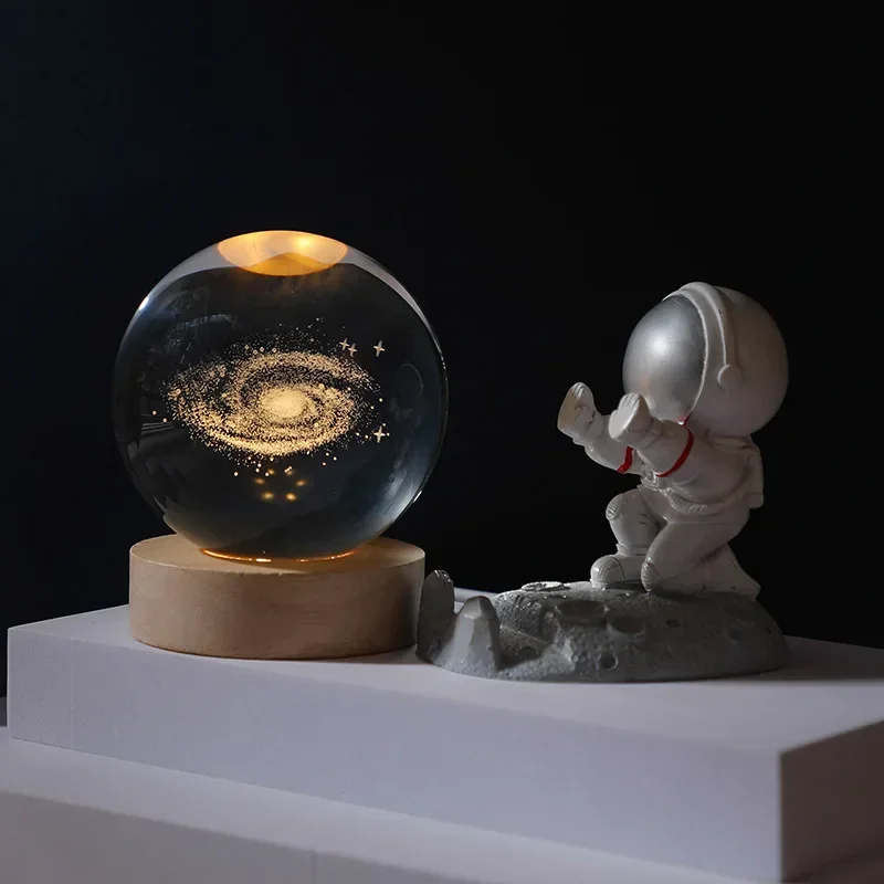 Luz nocturna LED USB, lámpara de bola de cristal de galaxia, lámpara de luna o planeta 3D, decoración del hogar Luz nocturna LED USB, lámpara de bola de cristal de galaxia, lámpara de luna o planeta 3D, decoración del hogar