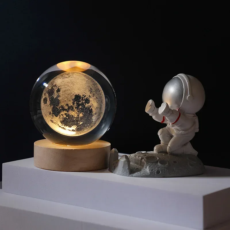 Luz nocturna LED USB, lámpara de bola de cristal de galaxia, lámpara de luna o planeta 3D, decoración del hogar Luz nocturna LED USB, lámpara de bola de cristal de galaxia, lámpara de luna o planeta 3D, decoración del hogar
