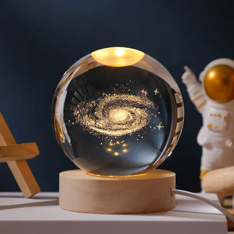Luz nocturna LED USB, lámpara de bola de cristal de galaxia, lámpara de luna o planeta 3D, decoración del hogar Luz nocturna LED USB, lámpara de bola de cristal de galaxia, lámpara de luna o planeta 3D, decoración del hogar