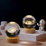 Luz nocturna LED USB, lámpara de bola de cristal de galaxia, lámpara de luna o planeta 3D, decoración del hogar - Image 2
