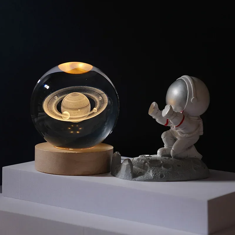 17576-yh0luo.jpg Luz nocturna LED USB, lámpara de bola de cristal de galaxia, lámpara de luna o planeta 3D, decoración del hogar - Image 6