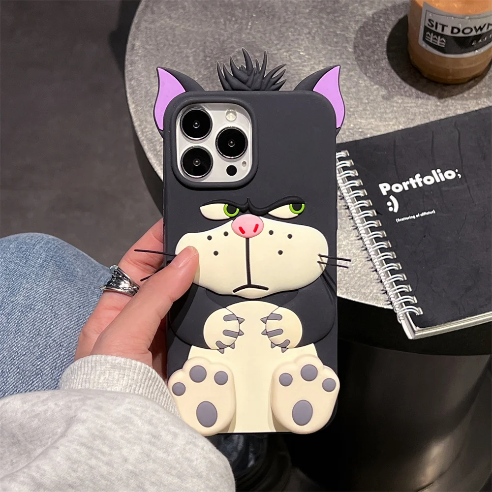 Funda 3D Lucifer Cat Cenicienta para iPhone 11 12 13 14 15 16 Pro Max, funda de dibujos animados bonitos con soporte Funda 3D Lucifer Cat Cenicienta para iPhone 11 12 13 14 15 16 Pro Max, funda de dibujos animados bonitos con soporte
