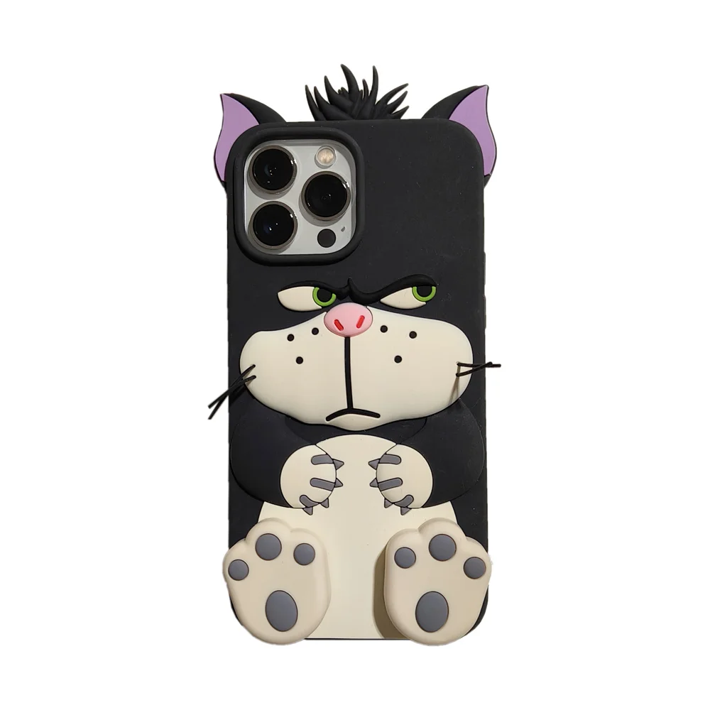 Funda 3D Lucifer Cat Cenicienta para iPhone 11 12 13 14 15 16 Pro Max, funda de dibujos animados bonitos con soporte Funda 3D Lucifer Cat Cenicienta para iPhone 11 12 13 14 15 16 Pro Max, funda de dibujos animados bonitos con soporte
