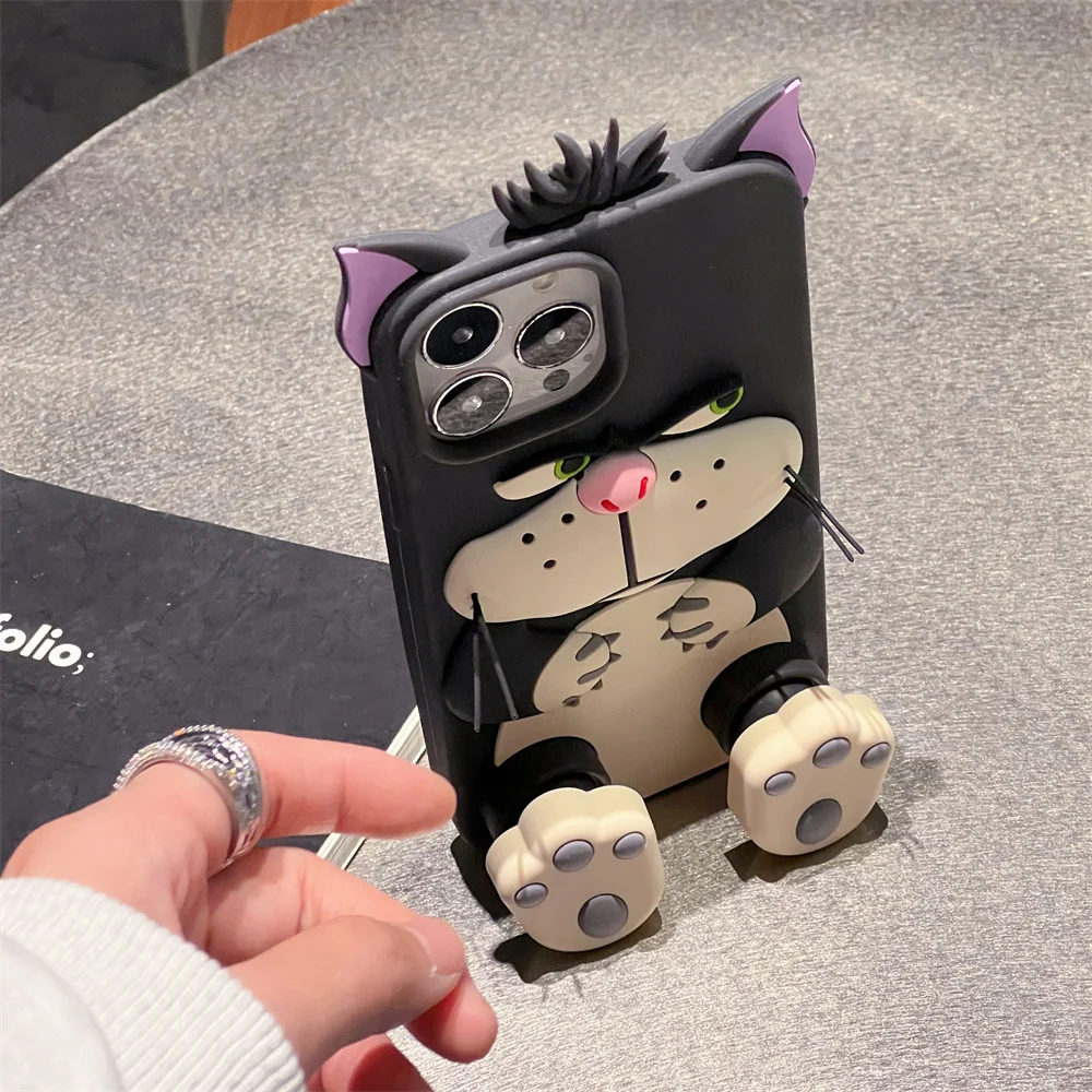 18575-rnc6q6.jpg Funda 3D Lucifer Cat Cenicienta para iPhone 11 12 13 14 15 16 Pro Max, funda de dibujos animados bonitos con soporte - Image 5