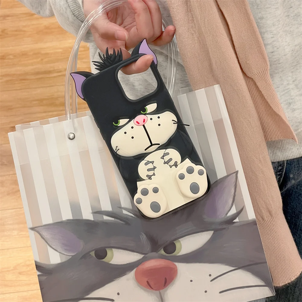 18575-rwidmw.jpg Funda 3D Lucifer Cat Cenicienta para iPhone 11 12 13 14 15 16 Pro Max, funda de dibujos animados bonitos con soporte - Image 2