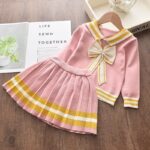 Girl's Warm Autumn Clothes Set with Skirt - Image 4