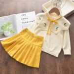 Girl's Warm Autumn Clothes Set with Skirt - Image 5
