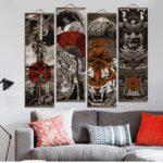 Samurai and Tiger Printed Ukiyoe Style Wall Pictures - Image 4