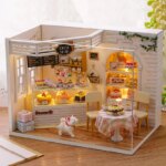 Mini casa de muñecas con gatito, rompecabezas 3D, Kit de construcción de modelos, decoración creativa para habitación y dormitorio con muebles, regalos artesanales de madera - Image 4