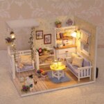 Mini casa de muñecas con gatito, rompecabezas 3D, Kit de construcción de modelos, decoración creativa para habitación y dormitorio con muebles, regalos artesanales de madera