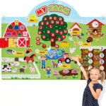 Juego de tablero de fieltro de animales de granja, juego interactivo de aprendizaje temprano para contar historias, rompecabezas para colgar en la pared, juguetes para niños pequeños, regalos - Image 4