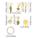 45 Uds. Anillo para el cabello trenzado de aleación, anillo para el cabello para rastas, accesorios para el cabello estilo Hippie, joyería para el cabello Loc para trenzas para niñas y mujeres - Image 4