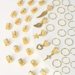 45 Uds. Anillo para el cabello trenzado de aleación, anillo para el cabello para rastas, accesorios para el cabello estilo Hippie, joyería para el cabello Loc para trenzas para niñas y mujeres - Image 2