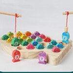 Juguetes de pesca de madera para niños, juguetes de educación temprana Montessori para bebés, juego de entrenamiento de capacidad para niños, aprendizaje del alfabeto y números - Image 3