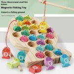 Juguetes de pesca de madera para niños, juguetes de educación temprana Montessori para bebés, juego de entrenamiento de capacidad para niños, aprendizaje del alfabeto y números